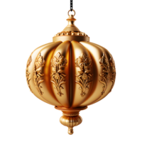 AI generated Luxury Gold Chinese Lantern Isolated on Transparent Background. Generative Ai png