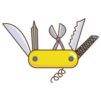 Doodle clipart. Pocket knife for the traveler.  icon for web design png