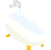 flat color illustration of a cartoon bath full of water png