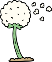 hand drawn doodle style cartoon dandelion blowing in wind png