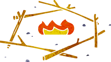 doodle retrò dei cartoni animati di un fuoco da campo png