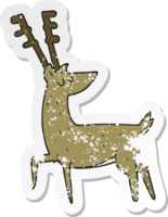 retro distressed sticker of a cartoon stag png