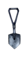 Watercolor illustration of a camping shovel. Military equipment, sapper shovel. For the design of design compositions on the theme of tourism, hiking, outdoor recreation. isolated Drawn by hand. png