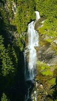 Aerial view of beautiful waterfall, British Columbia, Canada. Vertical video