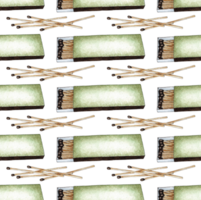 Watercolor illustrations of a pattern from a pile of scattered fireplace matches and an open box. Get the flame. Light the fire. Burnt wooden stick. Hand drawn doodles. Isolated . hand drawn png