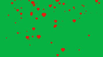 vector animation love shape in red on a green screen video