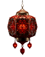 AI generated Beautiful Red Chinese Lantern with Floral Pattern Isolated on Transparent Background. Generative Ai png