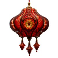 AI generated Beautiful Red Chinese Lantern with Floral Pattern Isolated on Transparent Background. Generative Ai png