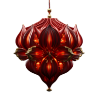 AI generated Beautiful Red Chinese Lantern with Floral Pattern Isolated on Transparent Background. Generative Ai png