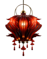 AI generated Beautiful Red Chinese Lantern with Floral Pattern Isolated on Transparent Background. Generative Ai png