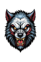 ai gerado Lobo mascote com vermelho e branco listras ilustração png
