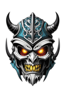 AI generated Skull with horns and viking helmet design illustration png