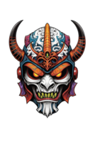 AI generated Skull with horns and viking helmet design illustration png