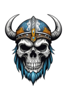 AI generated Viking skull with horned helmet illustration png