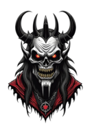 AI generated Gothic devil head with horns illustration png