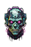 ai généré crâne tête robot cyberfunk illustration png