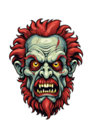 ai genererad zombie huvud på transparent bakgrund monster illustration png