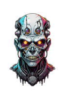 ai genererad skalle huvud robot cyberfunk illustration png