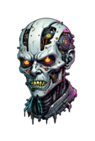 AI generated Skull head robot cyberfunk illustration png