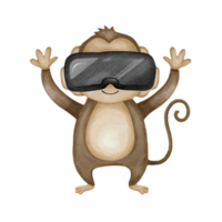 ai generado linda animal vistiendo vr lentes png