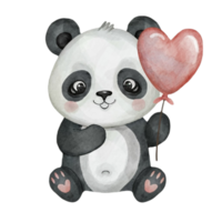 AI generated Cute panda Valentine Day png