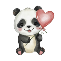 AI generated Cute panda Valentine Day png