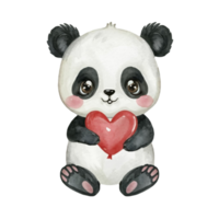 ai généré mignonne Panda Valentin journée png