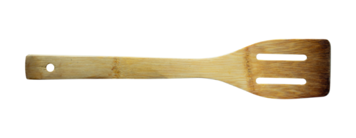 Rusty wooden spatula isolated. Kitchen tool element png