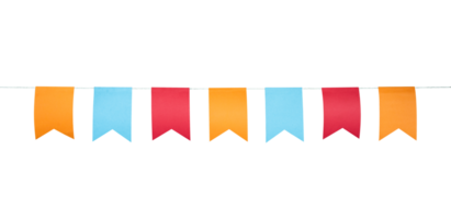 Colorful festive flag border isolated png