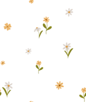Seamless minimal pattern with simple daisy flowers. Endless chamomile background in scandinavian style. Stylized floral digital illustration. Scandi repeating texture for wrapping paper, fabric png