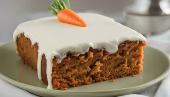 AI generated a piece of carrot cake with icing on top photo