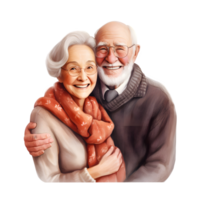 ai généré joyeux grands-parents embrassement bonheur - isolé sur transparent Contexte. génératif ai png