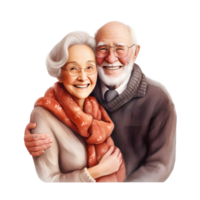 AI generated Joyful Grandparents Embracing Happiness - Isolated on Transparent Background. Generative AI png