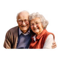 AI generated Joyful Grandparents Embracing Happiness - Isolated on Transparent Background. Generative AI png