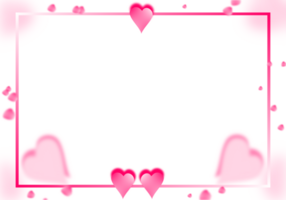 Pink Love Hearts Cute Cartoon Frame. Valentines Background Border with Love. png