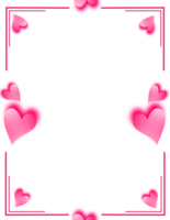 corações quadro, Armação com Rosa cor. dia dos namorados e Casamento fronteira background. fofa desenho animado amor decoração para celebração. png