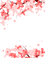 Pink Flowers Sakura Frame Border. Cherry Bloom Spring Tree Background. png