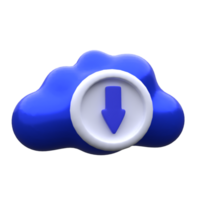 unique 3d rendering download multimedia file document cloud icon isolated.Realistic illustration. png