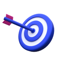 unique 3d rendering arrow hit the center of target icon simple illustration.Realistic illustration. png