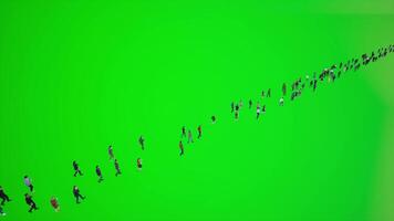 3D animation of crowds of people walking in the streets of London to visualize the visual effects of the chroma key green screen video