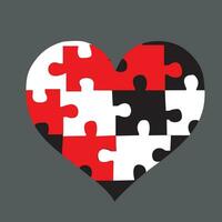 heart puzzle concept of pairs of hearts, vector illustration