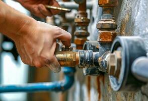 Plumbing works, pipe fixing and maintenance and repair jobs during construction and renovation photo