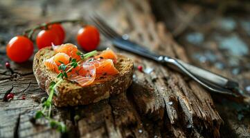 AI generated Nutritious salmon sandwich that provide big health benefits photo