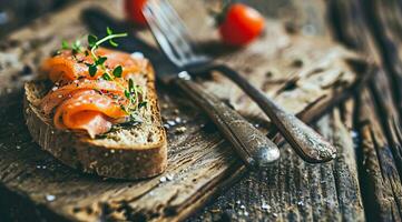 AI generated Nutritious salmon sandwich that provide big health benefits photo