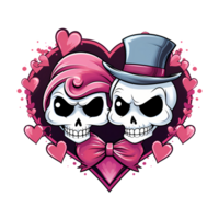 AI generated Skull couple art illustrations for stickers, tshirt design, poster etc png