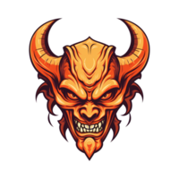 AI generated demon head art illustrations for stickers, tshirt design, poster etc png