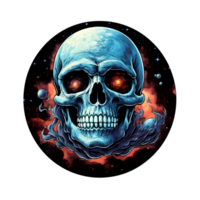 AI generated Skull in space art illustrations for stickers, tshirt design, poster etc png