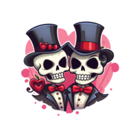 AI generated Skull couple art illustrations for stickers, tshirt design, poster etc png