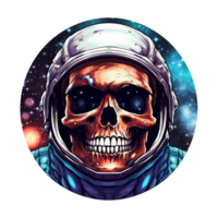 AI generated Skull in space art illustrations for stickers, tshirt design, poster etc png