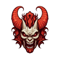 AI generated demon head art illustrations for stickers, tshirt design, poster etc png